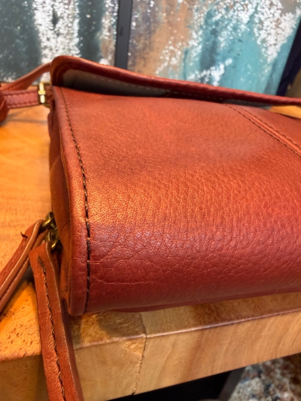 American Leather Co Old Money Brown Leather Crossbody Bag (EUC) - Picture 11 of 16
